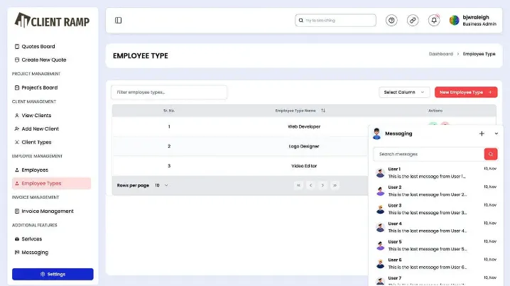 ClientRamp real-time chat interface for team and client communication with instant file sharing.